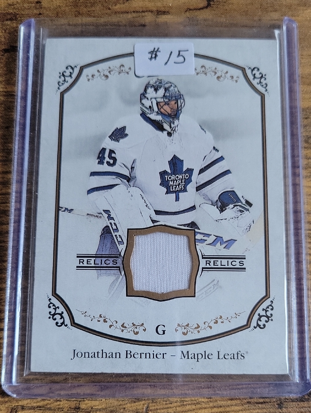Jonathan Bernier Toronto Maple Leafs Game-Used Relic Card - White